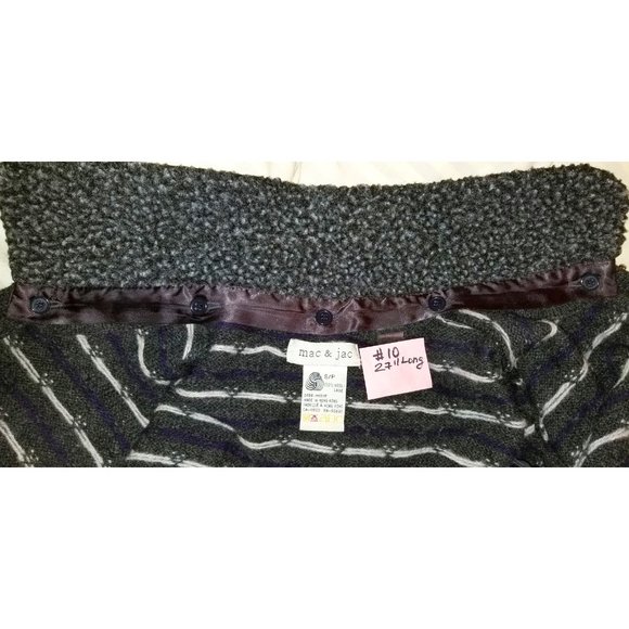 ✅#10 Mac & Jac Grey Multi-Color Wool Fair Isle Hand Knit Cardigan Removable Fur! - Picture 6 of 16